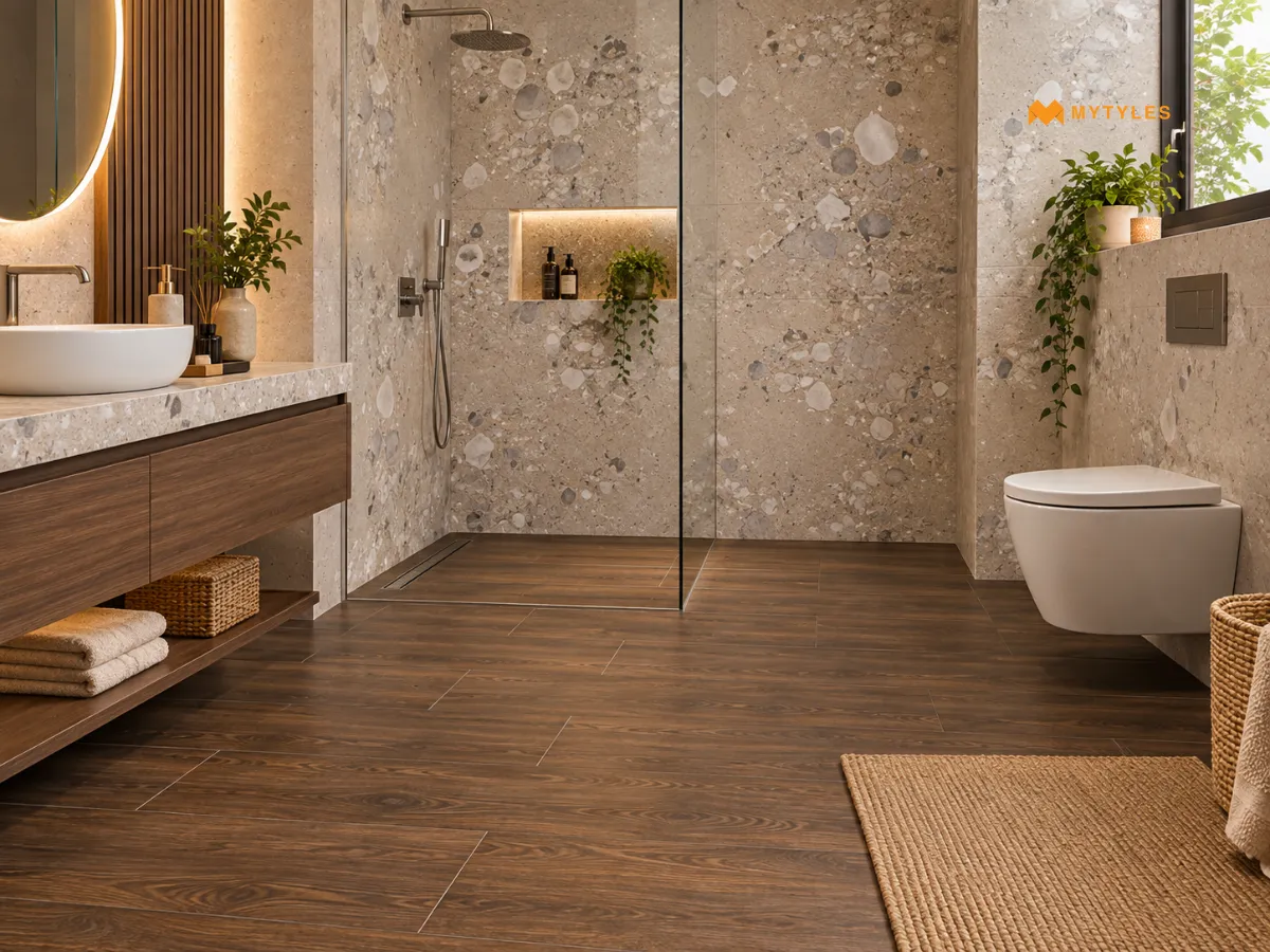 Keep the Bathroom Floor Simple, but Not Plain